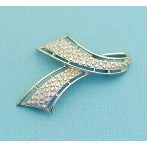 Vintage Silver Tone Elegant Dainty Ribbon Brooch by Emmons - E8